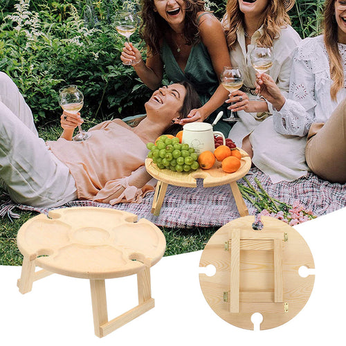 Tremini Utendørs Sammenleggbart Picnicbord - Med Glassholder | Skanto
