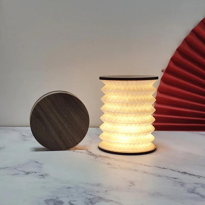 Japansk sammenleggbar bordlampe – Lantern lampe – USB ladbar – for soverom