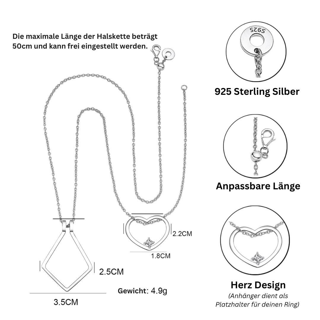 Amelina Hjerte-Halskjede med Ringholder – Eleganse i Full Blomstring Skanto