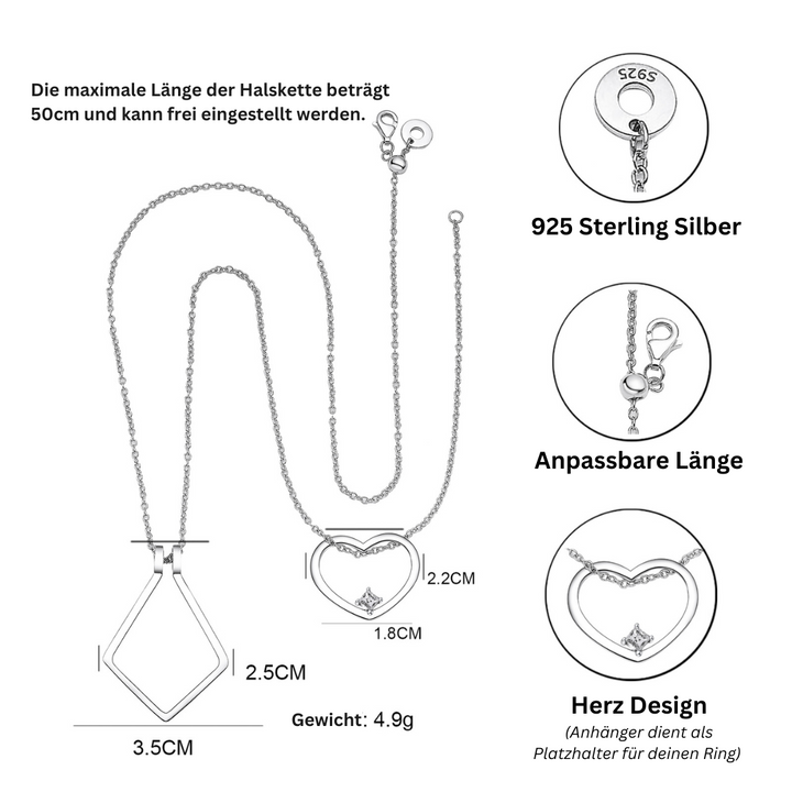 Amelina Hjerte-Halskjede med Ringholder – Eleganse i Full Blomstring Skanto