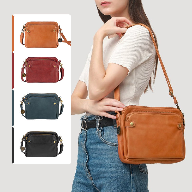 Skanto | Tre-lags-lær-korsbånd-skulder- & clutch-veske
