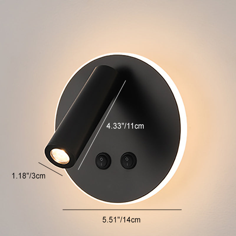 Skanto | Moderne Minimalistisk Rektangulær Rund Jern Aluminium LED Vegglampe For Soverom