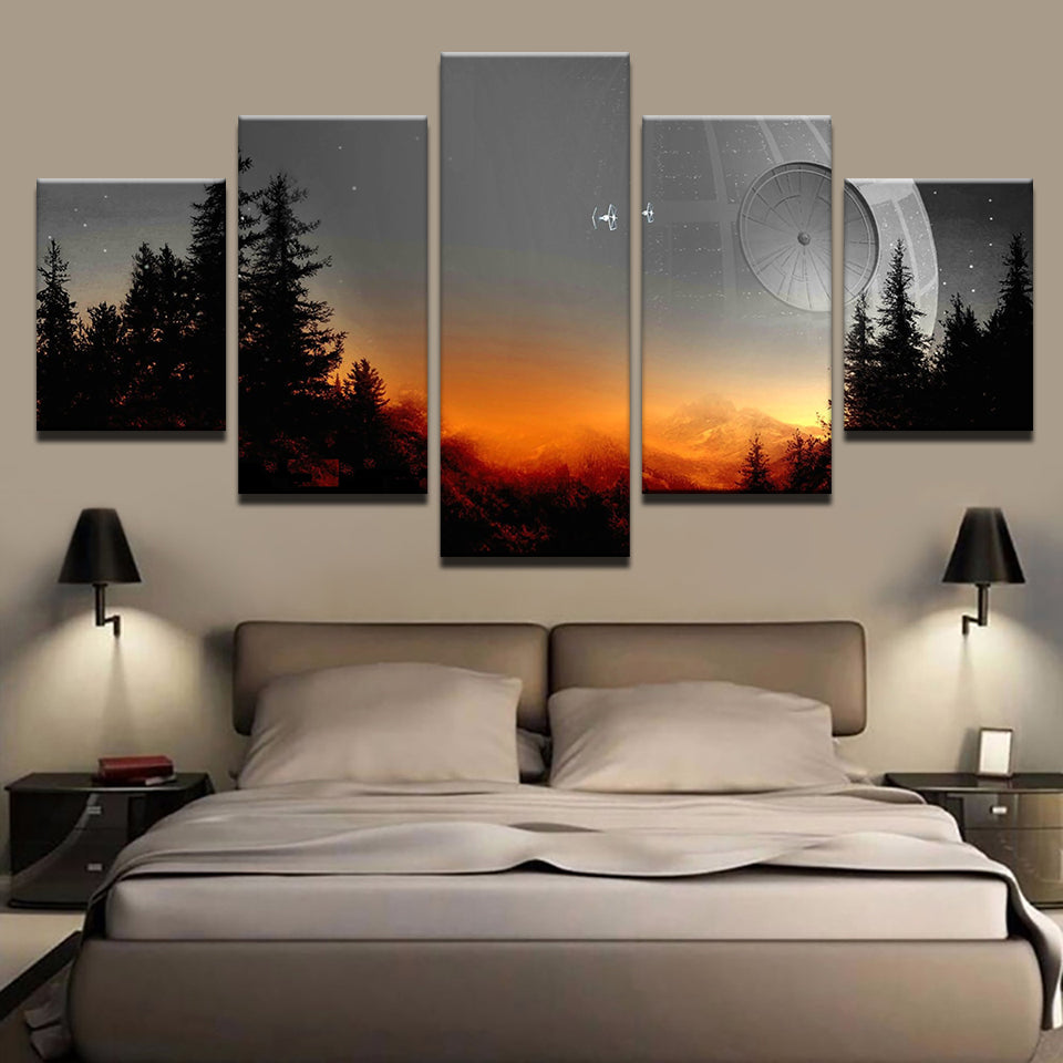 5-delt lerretbilde "Solnedgang"
