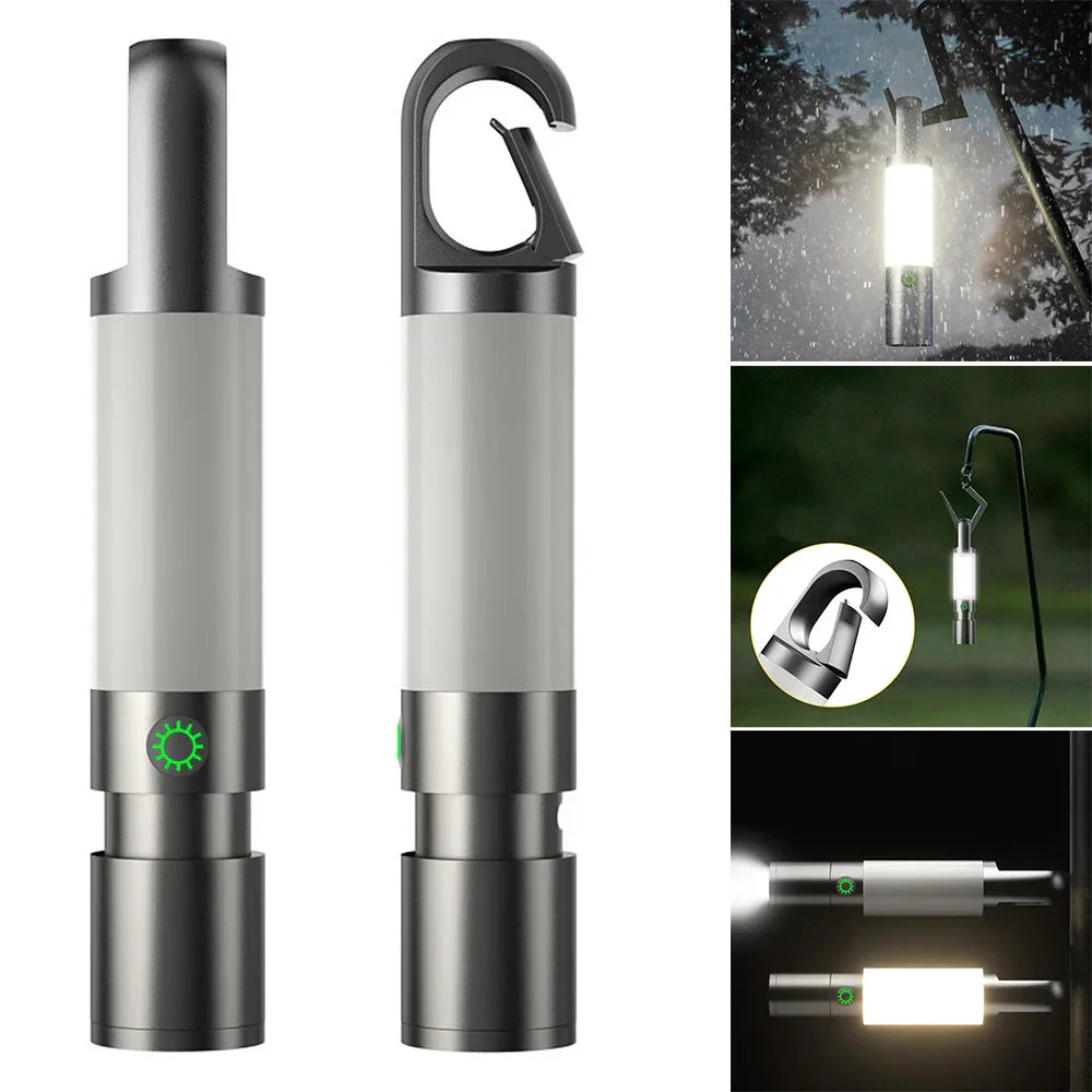 Skanto | LED lommelykt med flerfargede filtre – Oppladbar USB-C lampe med camping- og nødlys funksjon