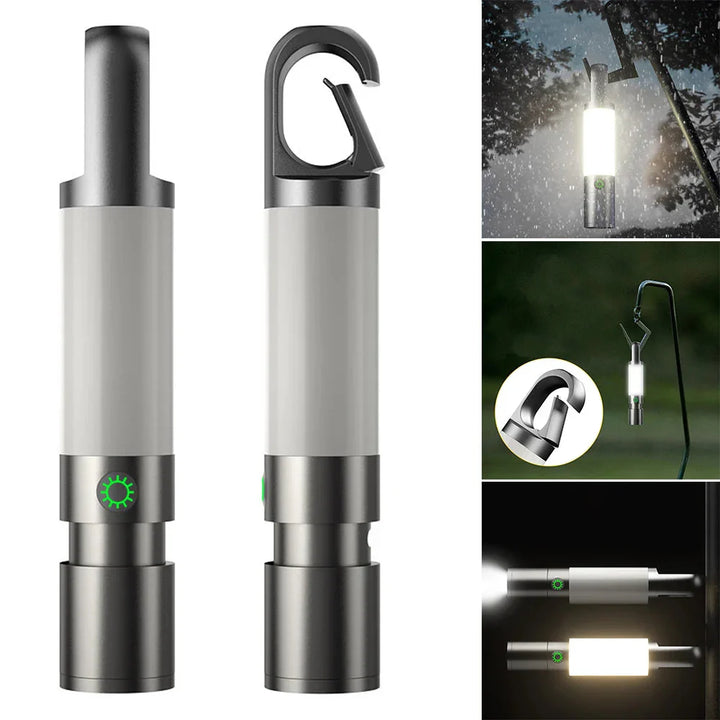 Skanto | LED lommelykt med flerfargede filtre – Oppladbar USB-C lampe med camping- og nødlys funksjon