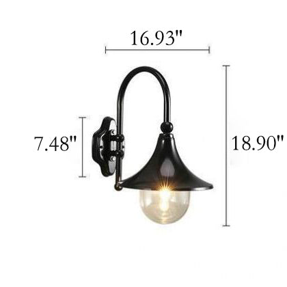 Retro-minimalistisk, vanntett trompetformet vegglampe med én lyskilde