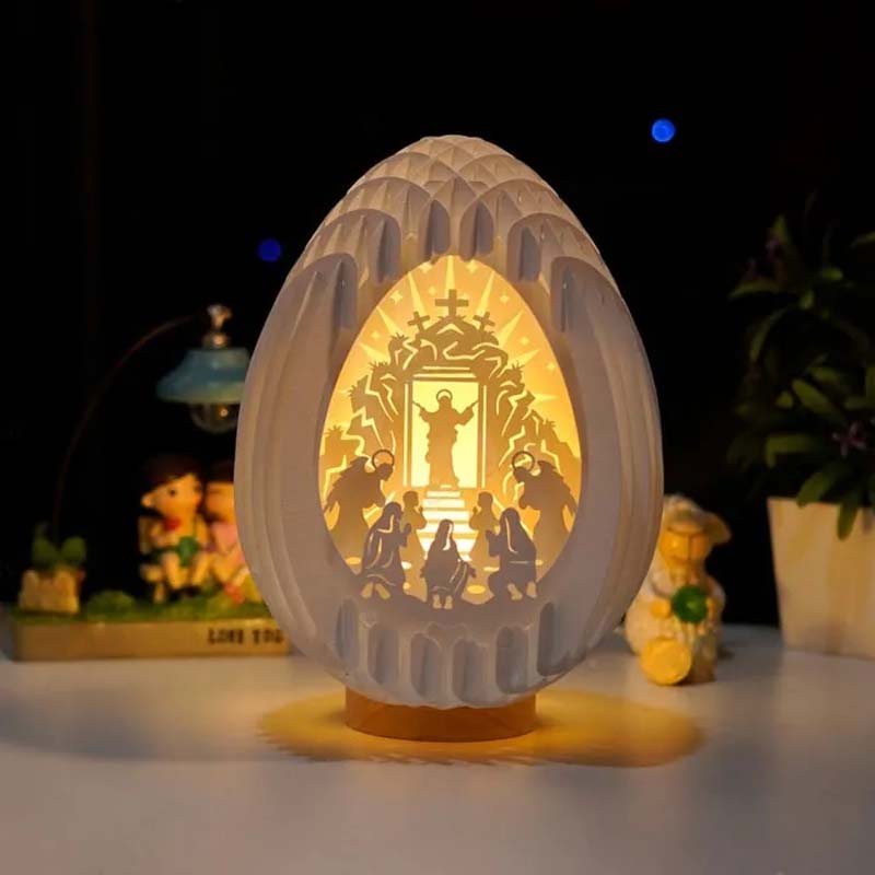 Påske 3D Papp Skrivebord Lampe med Lysende Base | Skanto