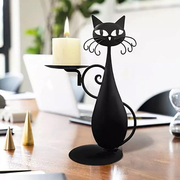 Skanto | Svart katt lysestake