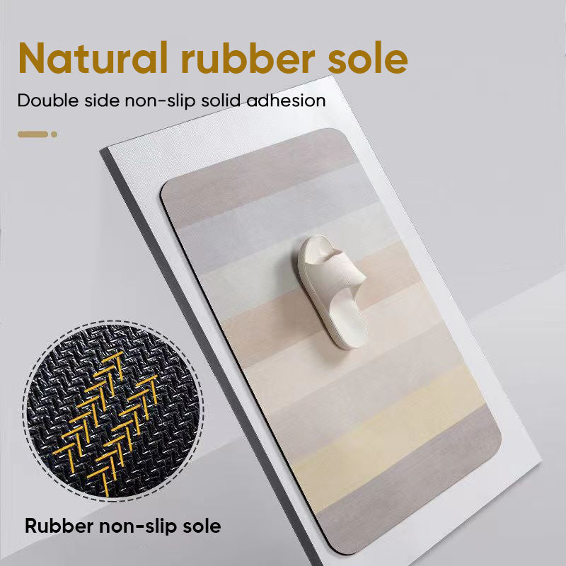 Non Slip Absorberende Stripete Gulvmatte, Hurtigtørkende Badbalconiteppe | Skanto