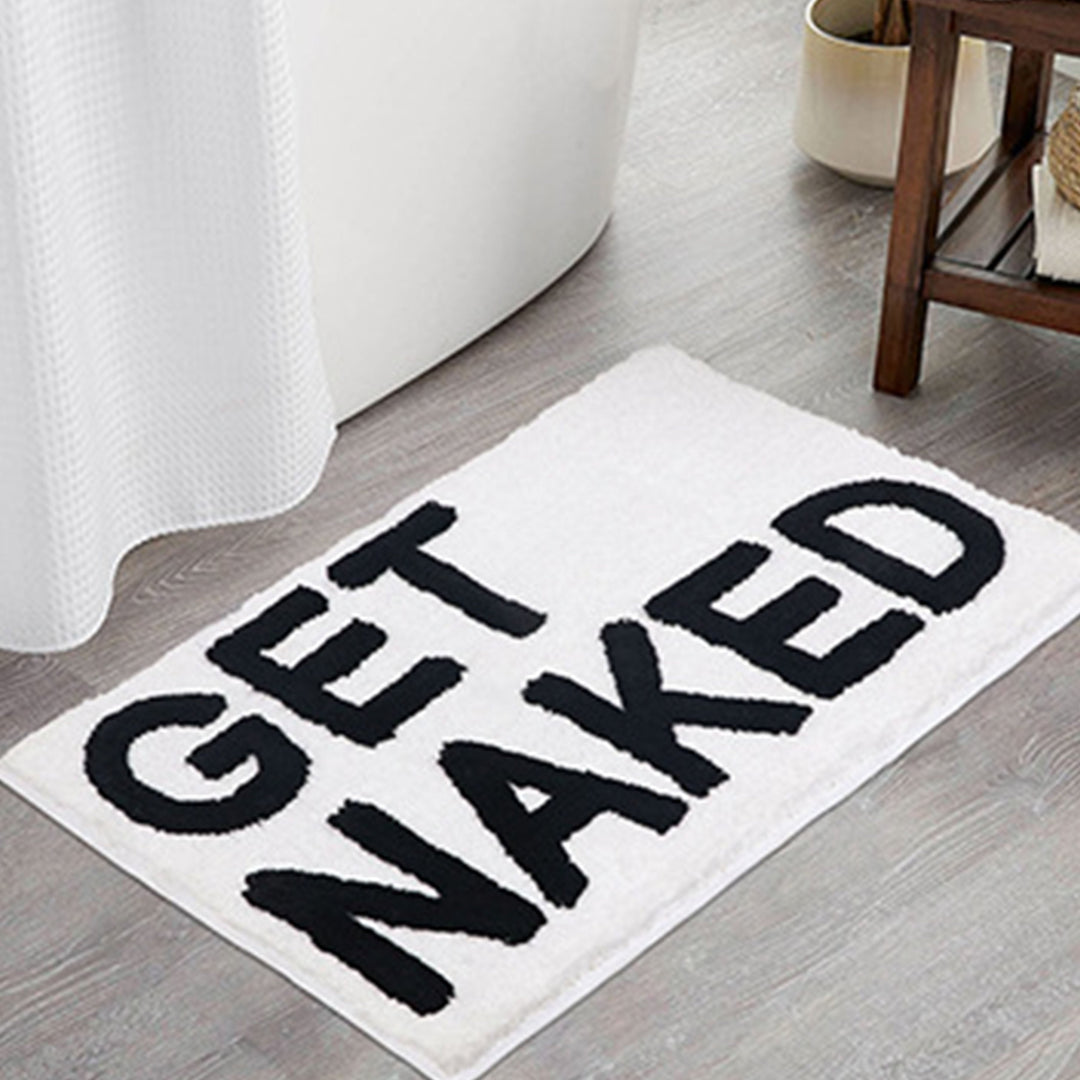 Skanto | Feblilac Get Naked White Floor Bathroom Mat, 50x80cm Bathroom Rug, Plush Water-Absorbent, Non-Slip Toilet Mat, Artificial Bathroom Mats, Best Bath Rugs