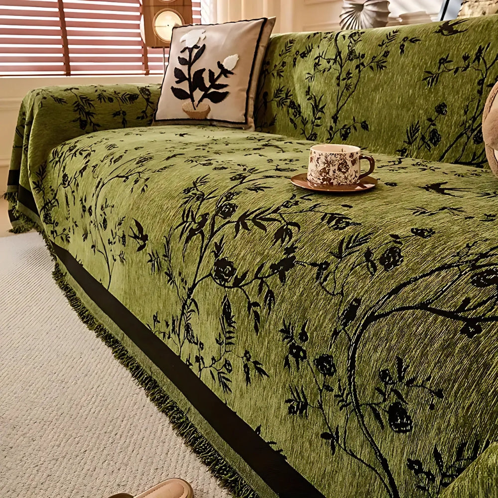 Floral Chenille Sofa Throw | Skanto