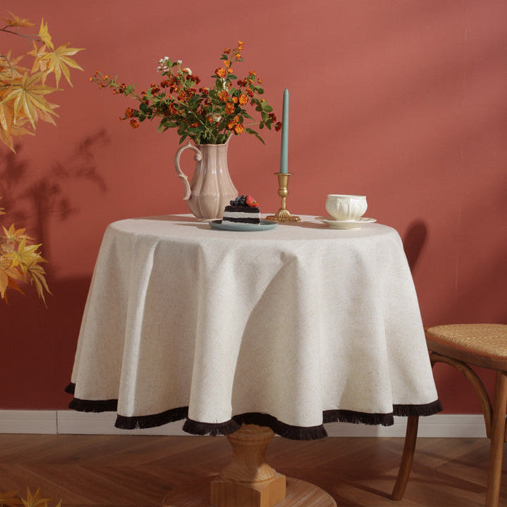Skanto | Minimalistisk Lin Frynse Duken Naturlig Stil