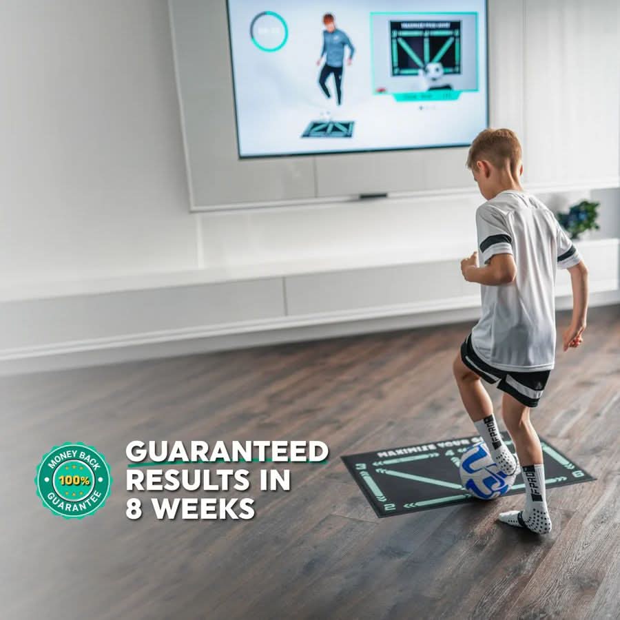 Skanto | SKILLZONE – Teknisk matte for fotballtrening med antiskli sokker, 2 × 2 m innendørs