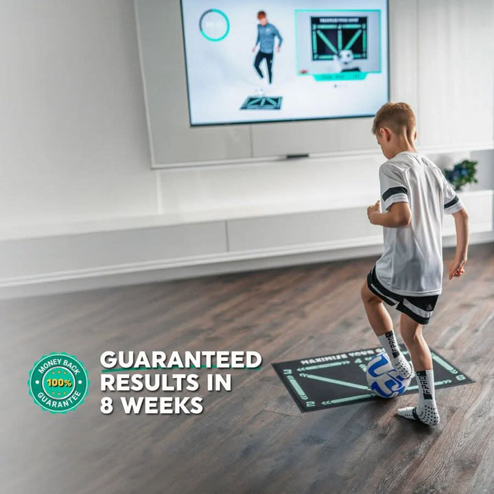 Skanto | SKILLZONE – Teknisk matte for fotballtrening med antiskli sokker, 2 × 2 m innendørs
