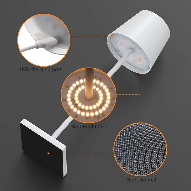 Moderne Oppladbar LED Trådløs Bordlampe | Skanto