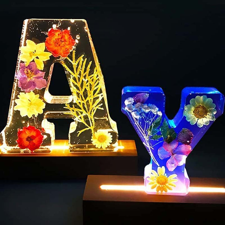 Harz-Blumen-Nachtlicht | LED-Deko-Lampe in Buchstabenform