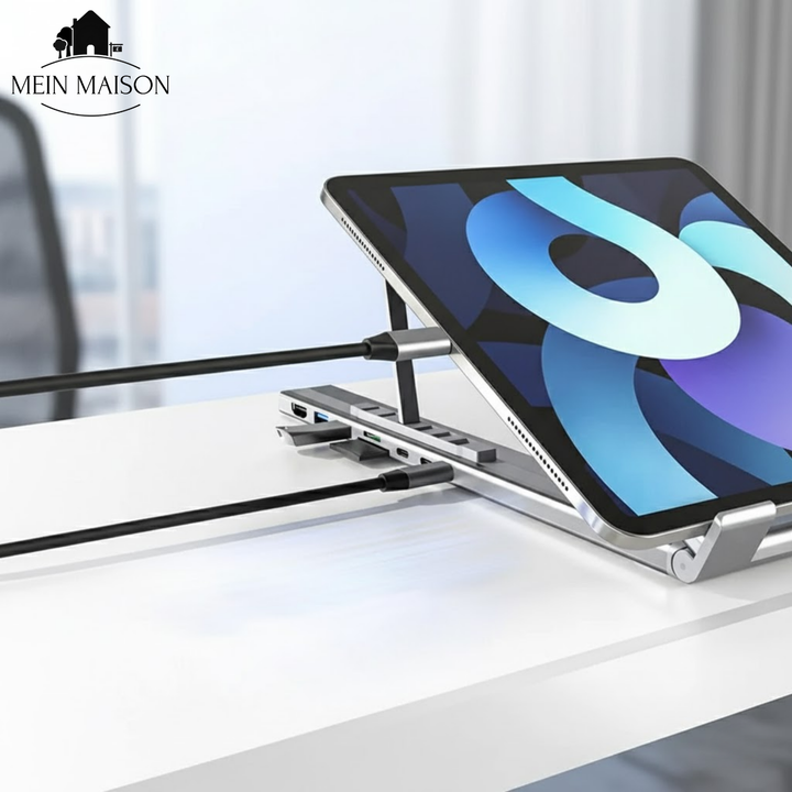 Skanto | ProDock Stand – 8-i-1 Laptop Riser og Hub kombinert!