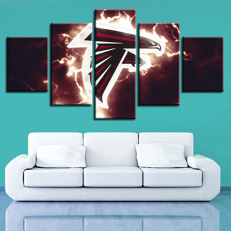 Elektrisk Atlanta Falcons Logo 5 deler - Lærred Veggkunst Maleri
