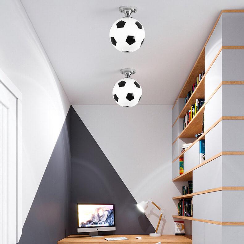 Skanto | SportLume Kreativ Taklampe | Basketball & Fotball Design | Halvmontert | Glasslampe