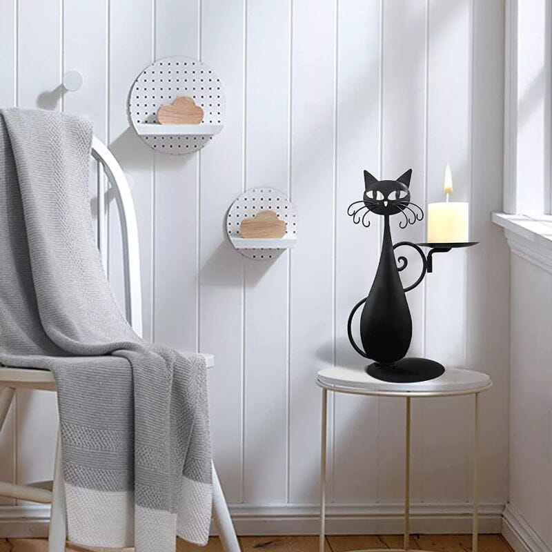 Skanto | Svart katt lysestake