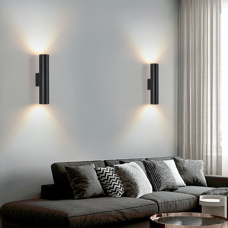 Skanto | Enkel Aluminium Sylinderformet 2-Lykt Vegglampe