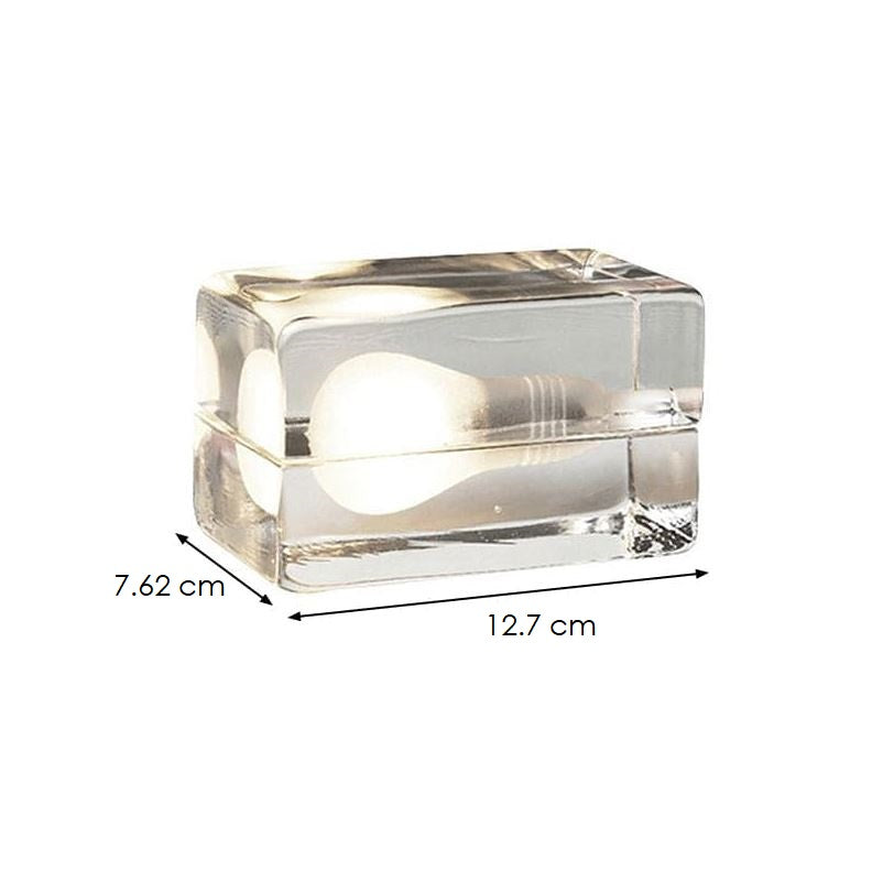 Skanto | BrightCube – Minimalistisk Bordlampe med Transparent Glasskubbe