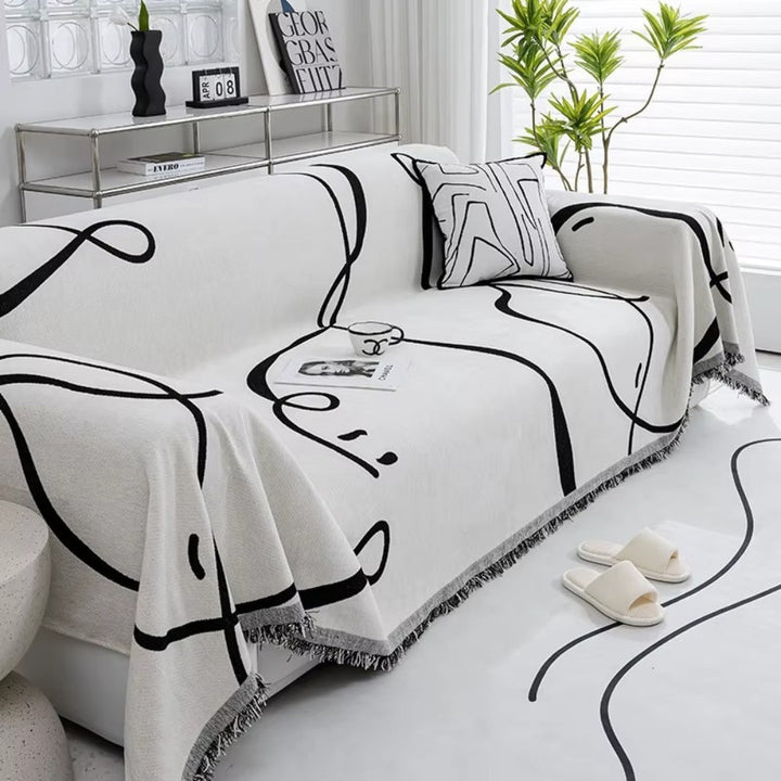 Skanto | Abstrakt Linje Reversible Chenille Sofa Cover