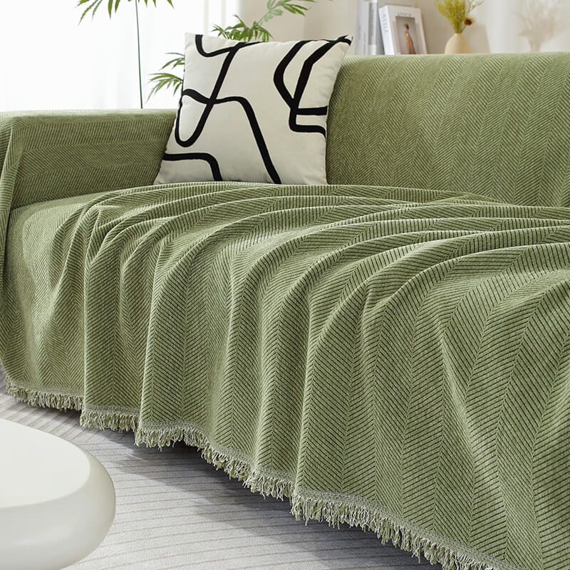 Skanto | Chenille Teppe Herringbone Quaste Sofa Deksel