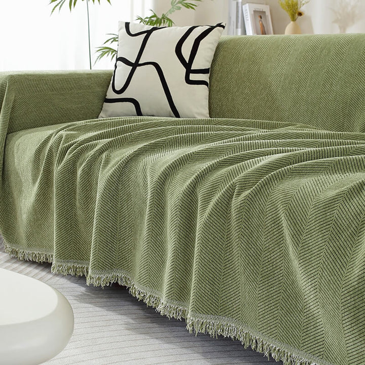 Skanto | Chenille Teppe Herringbone Quaste Sofa Deksel