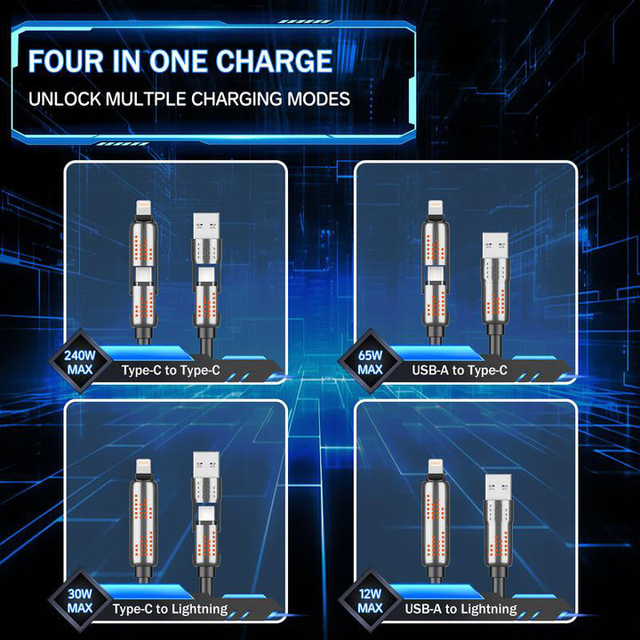 Skanto | 240W 4-i-1 USB-C Hurtiglading Kabel