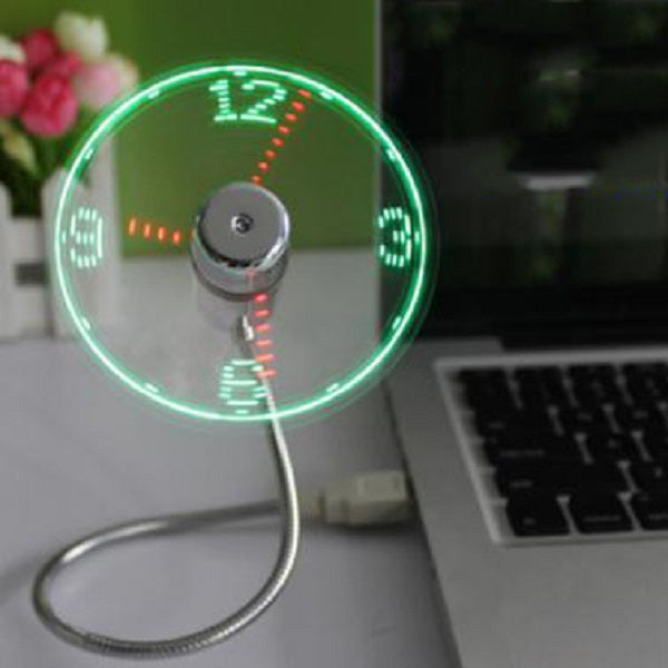Fleksibel & Tilpassbar LED USB Myk Vifte med et Skjult Klokkeansikt | Skanto