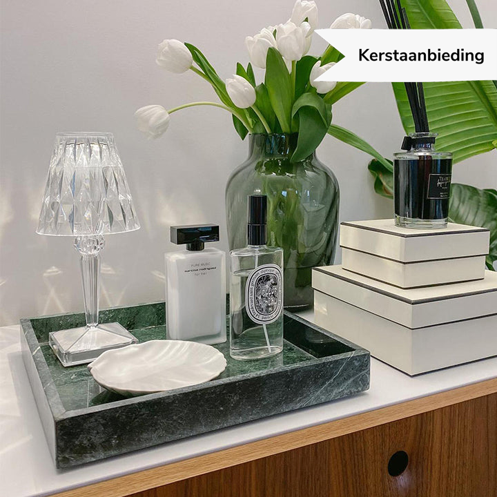 Skanto | LuxeCrystal Premium LED Bordlampe | Trådløs | Dimmbar Krystallbelysning | Stemningslys & Dekorasjon
