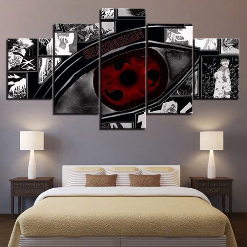 Naruto Sharingan Anime - 5-delt lerretbilde