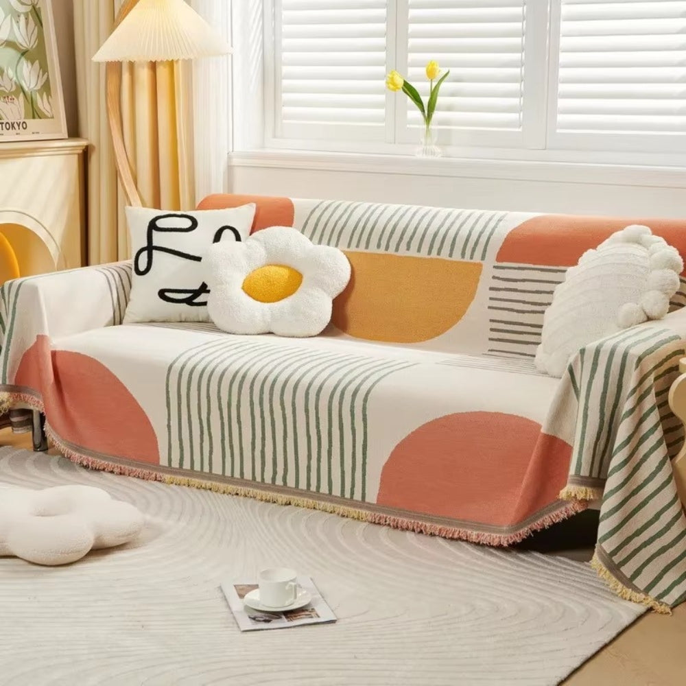 Skanto | Meringue Chenille Geometri Sofa Deksel