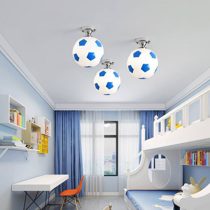 Skanto | SportLume Kreativ Taklampe | Basketball & Fotball Design | Halvmontert | Glasslampe