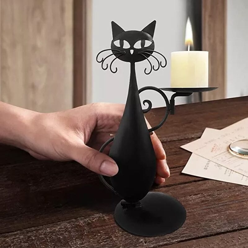 Skanto | Svart katt lysestake