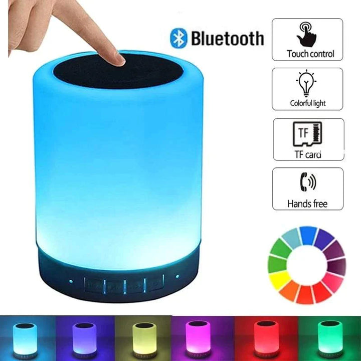 Fargerik LED Nattlampe Bluetooth Touchpanel Trådløs Høyttaler Skanto
