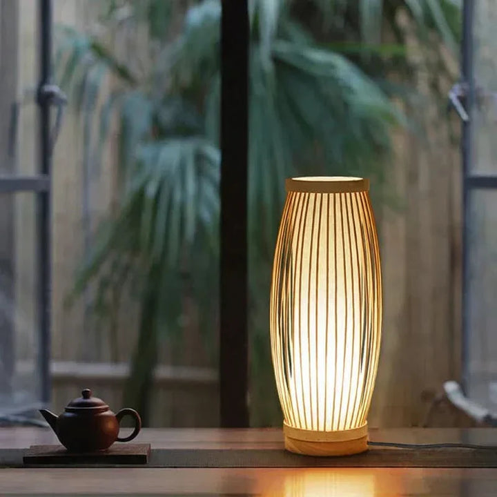Skanto | Japansk Bambus Bordlampe med Varmt Lys