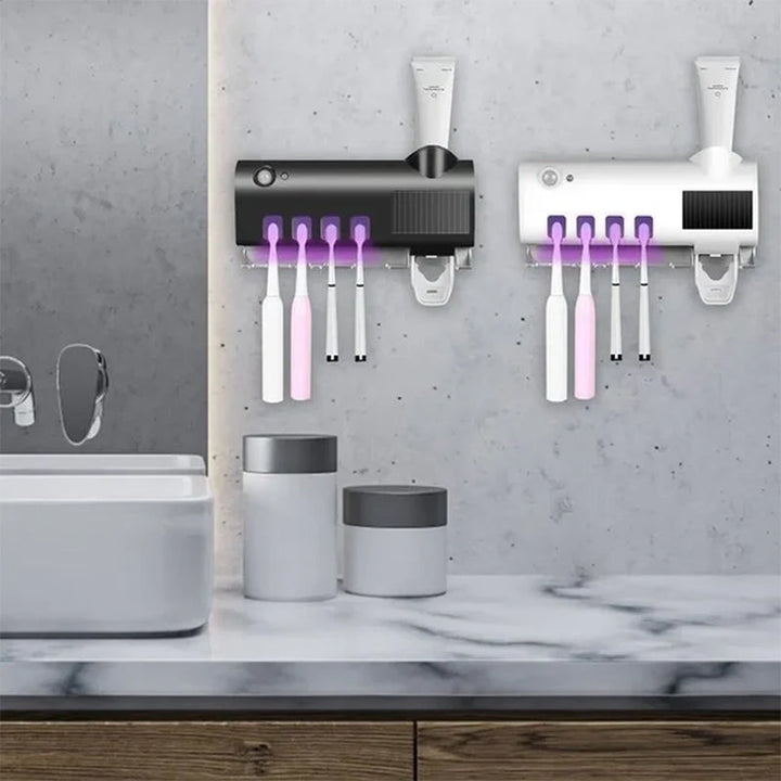 Skanto | Smart UV Lys Sterilisator Tannbørsteholder, Veggmontert Tannkremdispenser