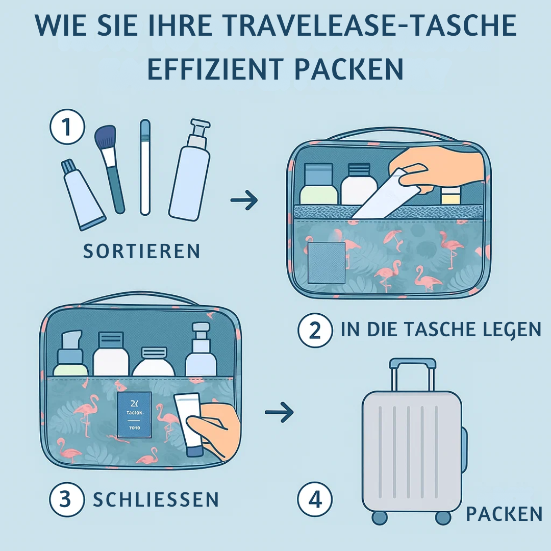 TravelEase – Vanntett kosmetikkveske med krok og rom | Reisetoalettveske | Skanto