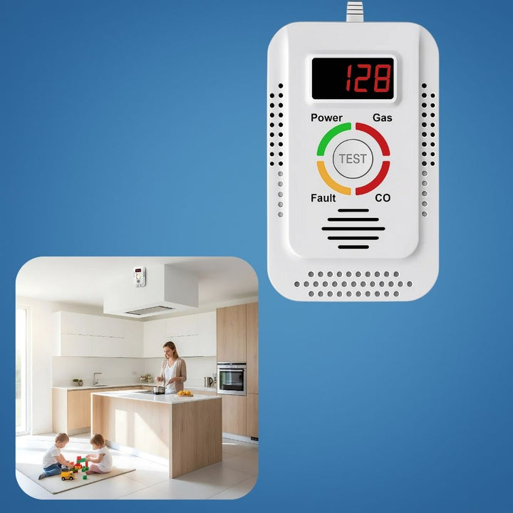 Digital Display – 85dB Høyt Alarm – Hjemmesikkerhetsenhet – Tidlig Varsel Beskyttelse for Familie Skanto