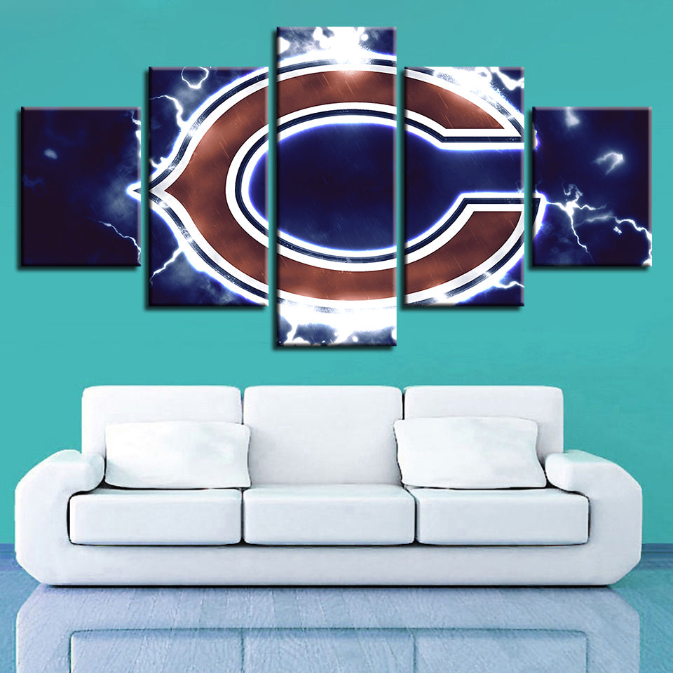 Charged Chicago Bears 5 Stykker-Canvas Veggkunst Maleri | Skanto