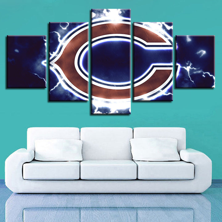Charged Chicago Bears 5 Stykker-Canvas Veggkunst Maleri | Skanto