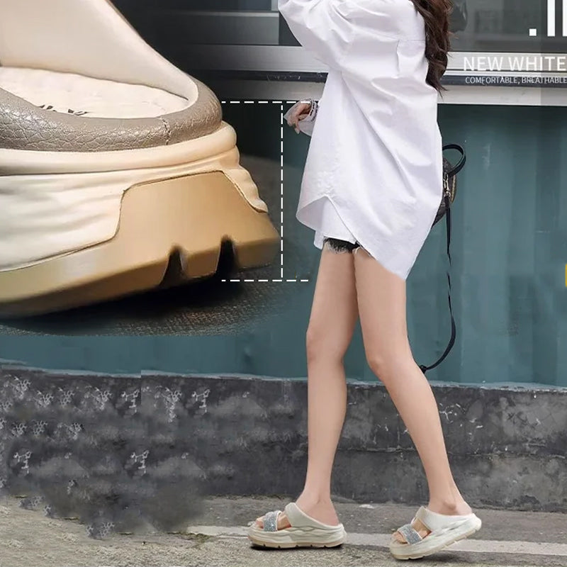 Skanto | Glitrende Rhinestone Hæl Sandaler