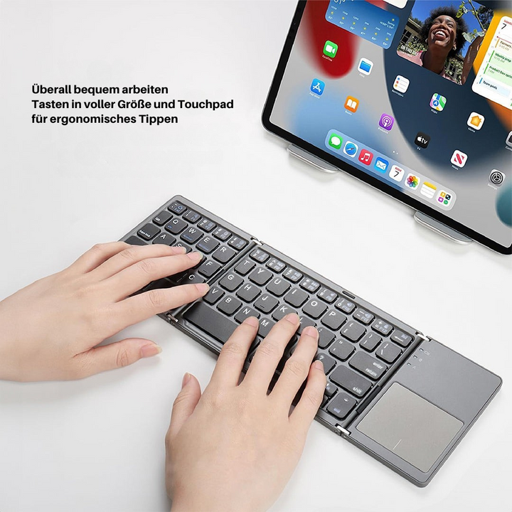 Skanto | Sammenleggbart Bluetooth-tastatur | Innebygd Berøringsplate | Svart