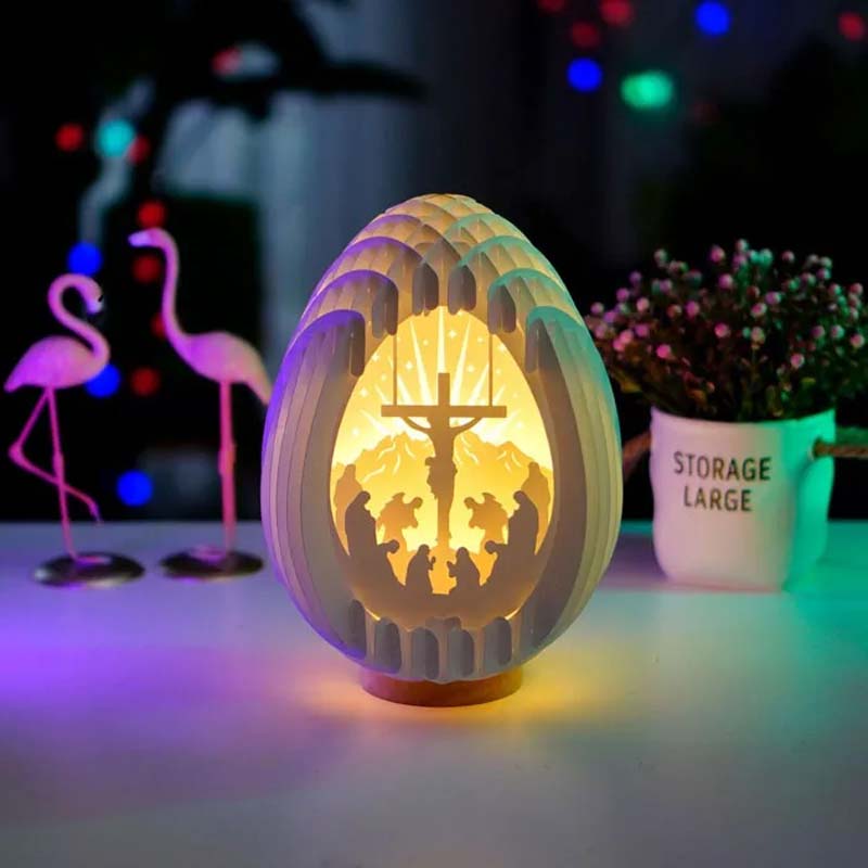 Påske 3D Papp Skrivebord Lampe med Lysende Base | Skanto