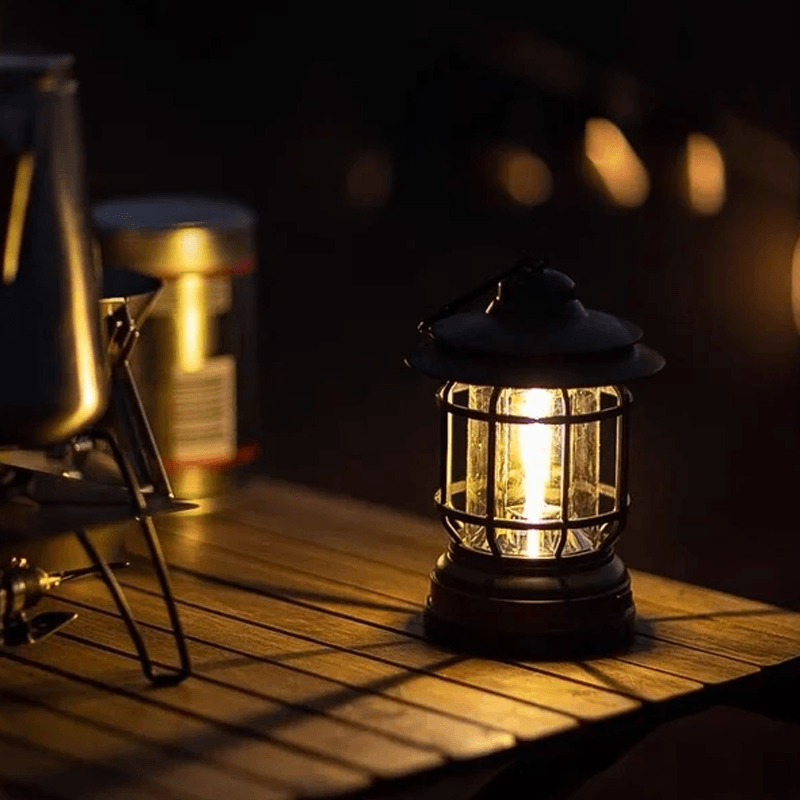 Portae Retro-Campinglampe - VintageGlow, LED-Campinglampe for utendørs, hage og eventyr