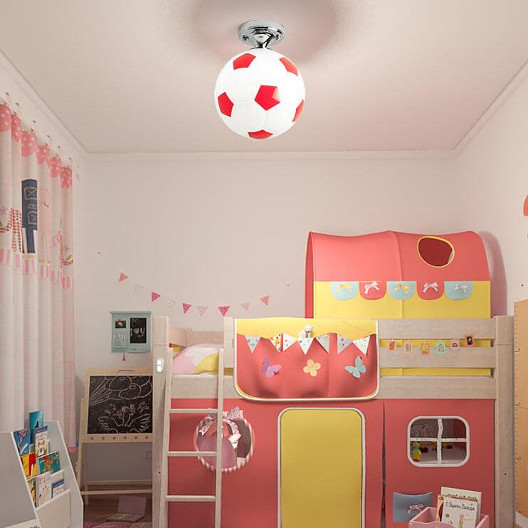 Skanto | SportLume Kreativ Taklampe | Basketball & Fotball Design | Halvmontert | Glasslampe