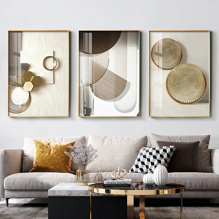 Modern Aesthetic Abstract Geometry Wall Art Fine Art Canvas Prints Pictures For Luxury Apartment Living Room Dining Room Entry Foyer Art Decor | Skanto