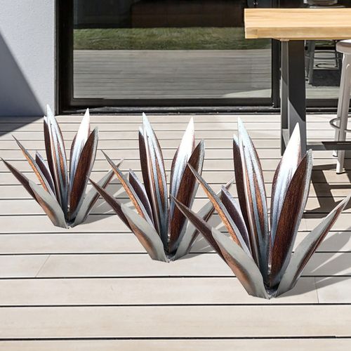 Skanto | Eternal Agave – Håndlaget rustfritt metall hageskulptur for innendørs og utendørs dekor